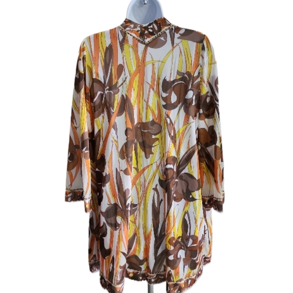 **Not Available*Emilio PUCCI Floral Yellow Multi Sheer Cardigan Kimono Medium - Picture 5 of 11